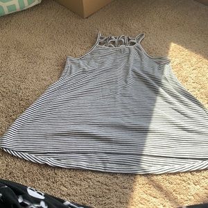 black and white stripped tank with white flowers